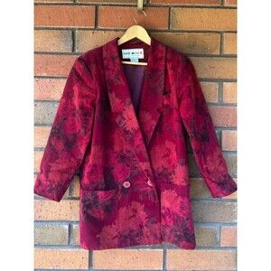Vintage East West Corduroy Jacket Floral‎ Double Breasted Coat | Womens Size 7/8